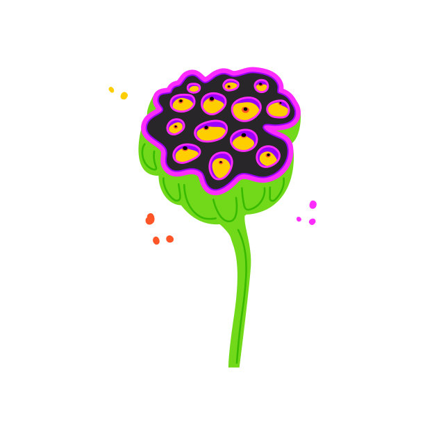 有趣的明亮的卡通花孤立在白色的背景。绿色植物莲藕。带有文本位置的手绘剪贴画。股票矢量插图。植物墙海报在扁平风格的儿童房图片下载