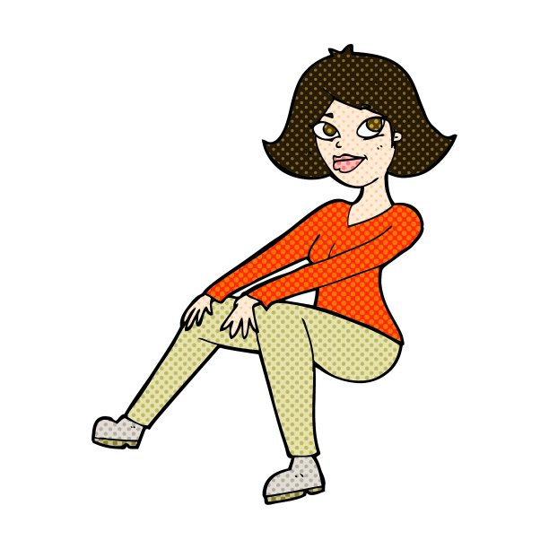 漫画漫画快乐的女人坐着图片下载