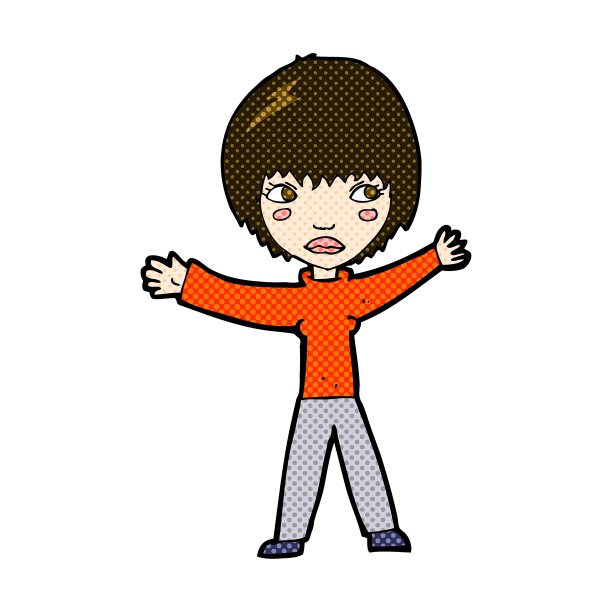 卡通挥手女人图片下载