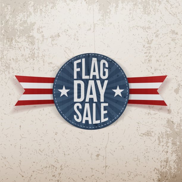 带有文字和阴影的国旗日促销节日标签图片下载