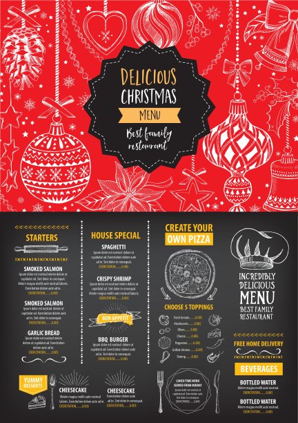 圣诞派对邀请餐厅食物传单图片下载