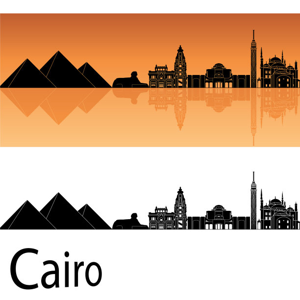 橙色背景下的开罗天际线图片下载