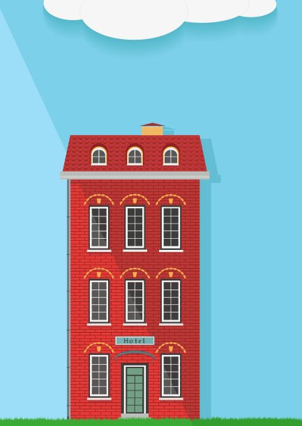 红砖房子在一个明亮的背景图片下载