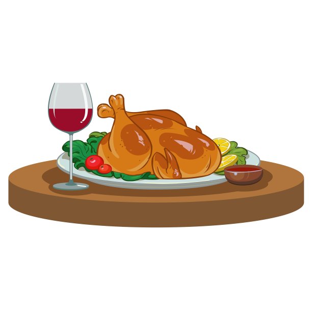 烤鸡和一杯酒图片下载