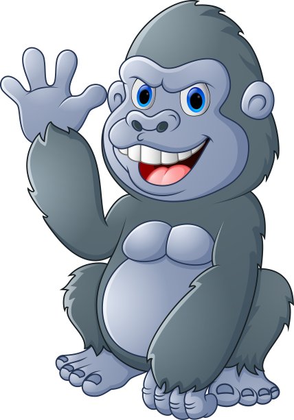 卡通大猩猩挥手图片下载