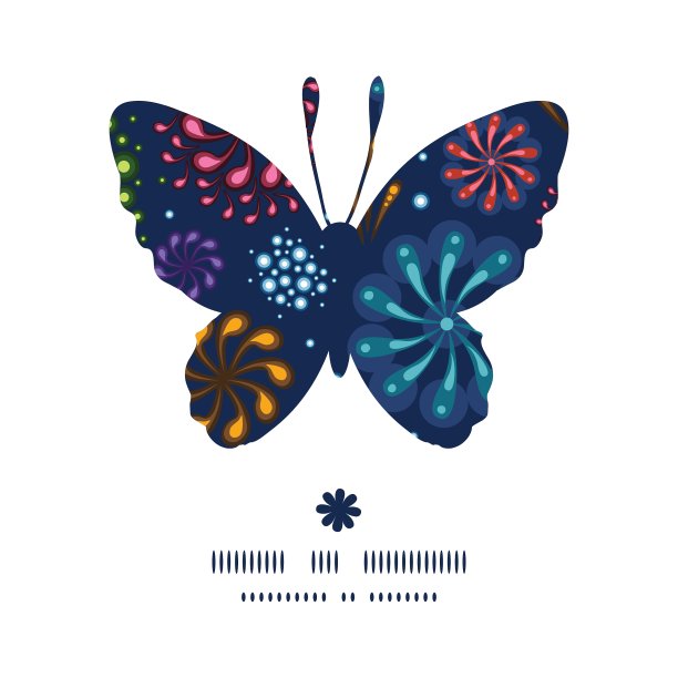 节日烟花蝴蝶剪影图案图片下载