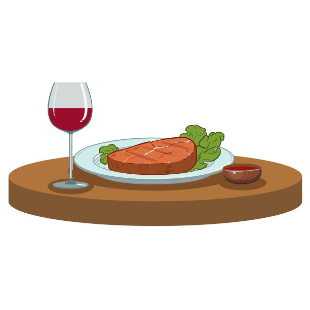 烤牛排和一杯葡萄酒图片下载