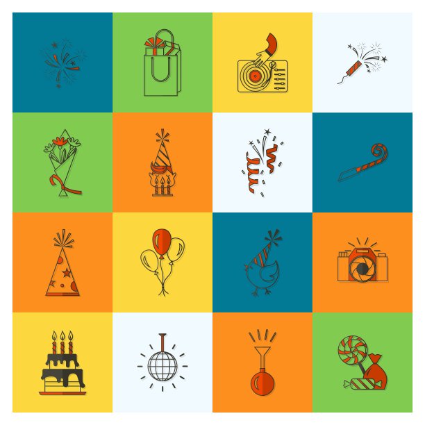 生日快乐图标套装图片下载