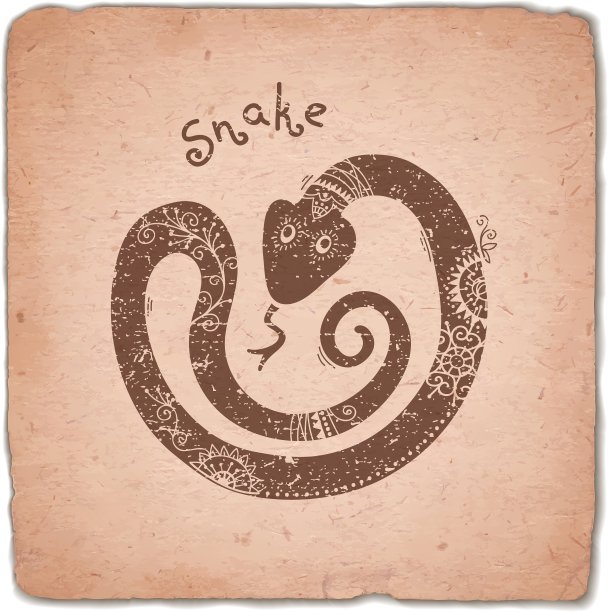 蛇中国十二生肖星座星座古老卡片图片下载