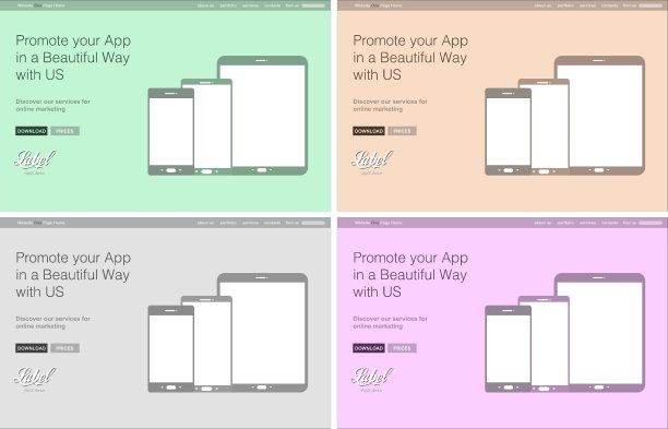 一页清晰现代网站模板的应用程序图片下载