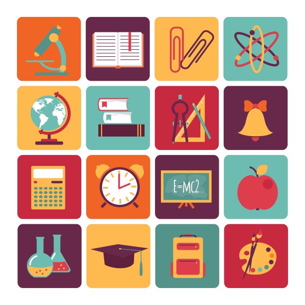 一套图标教育扁平风格图片下载