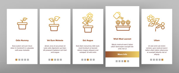 种植花卉植物的图标设置矢量图片下载