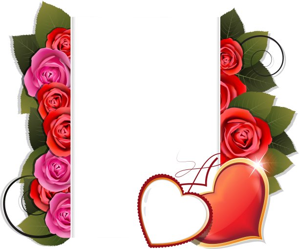 情人节的心和玫瑰背景图片下载