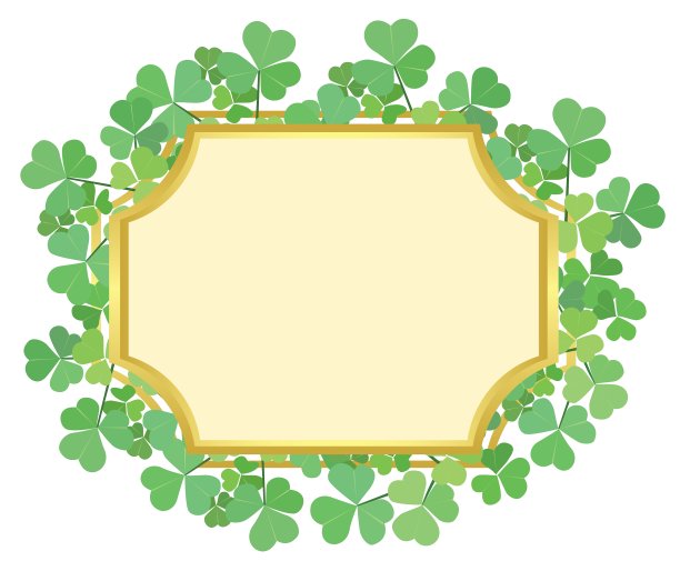金色框架与绿色三叶草图片下载