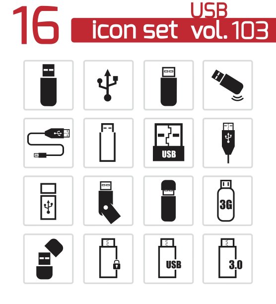 黑色usb图标集图片下载