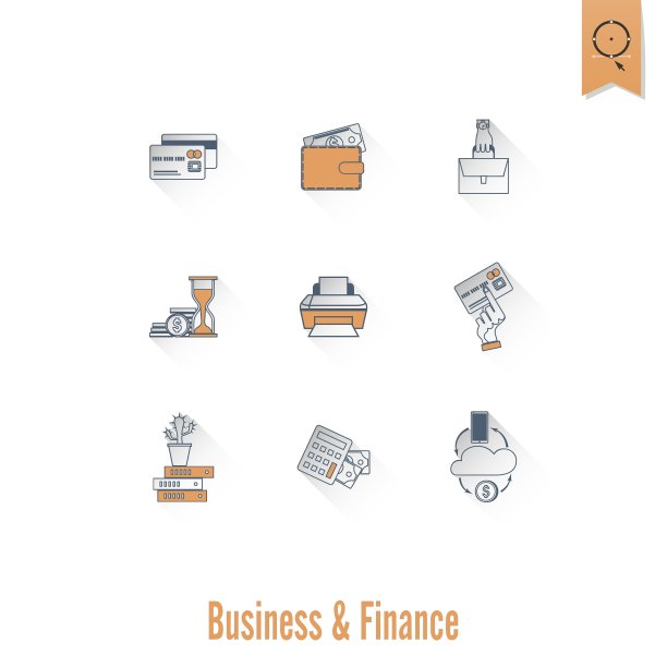 商业和金融图标集图片下载