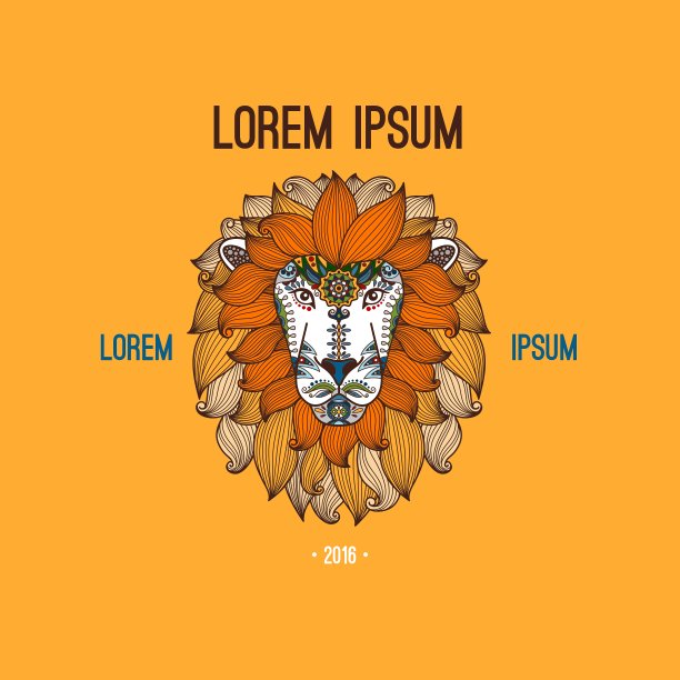 狮子头标志在波西米亚风格图片下载