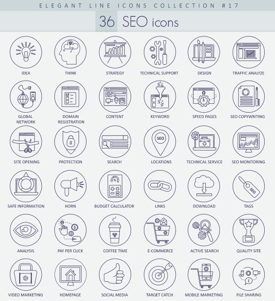 SEO细线轮廓图标集图片下载