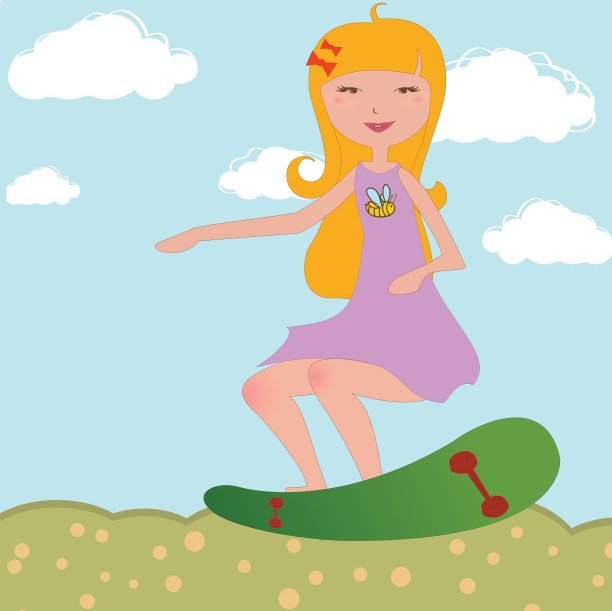 女孩骑滑板图片下载