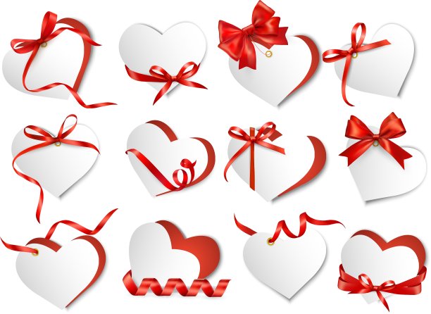 一套漂亮的礼品卡与红色礼品蝴蝶结和图片下载