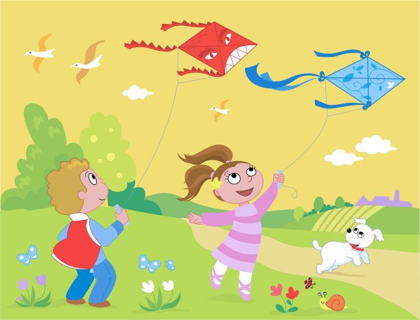 孩子们在玩风筝图片下载