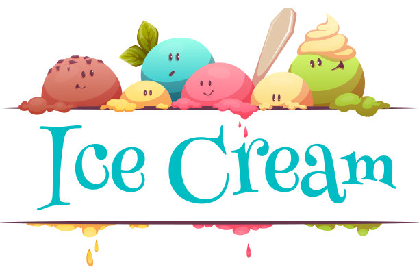 冰淇淋横幅与颜色滴图片下载