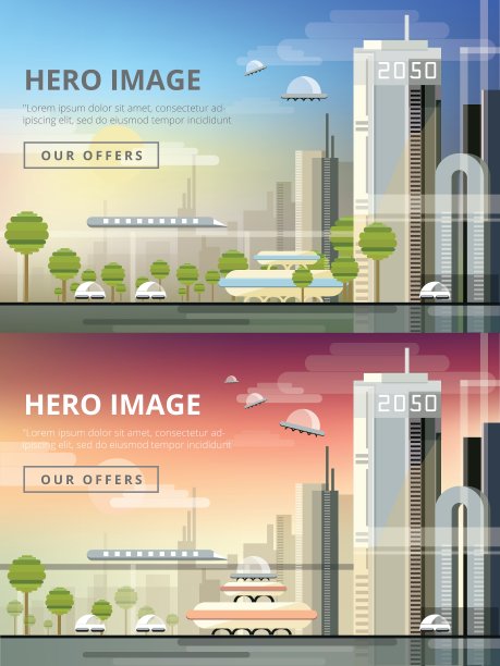 一套网站英雄形象在平面设计风格图片下载