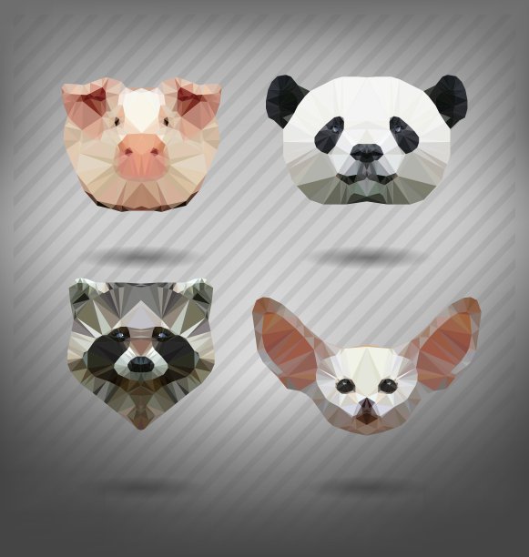 一组折纸风格的动物图片下载