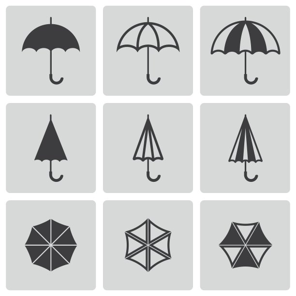 黑色雨伞图标合集图片下载