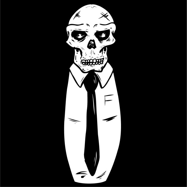 西装穿着头骨图片下载