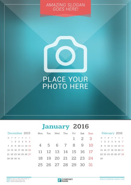 2016年1月墙壁月历2016年图片下载