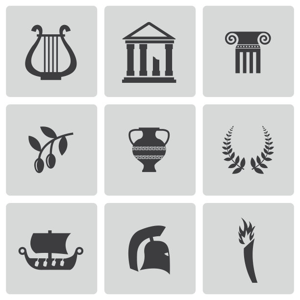 黑色希腊图标套装图片下载