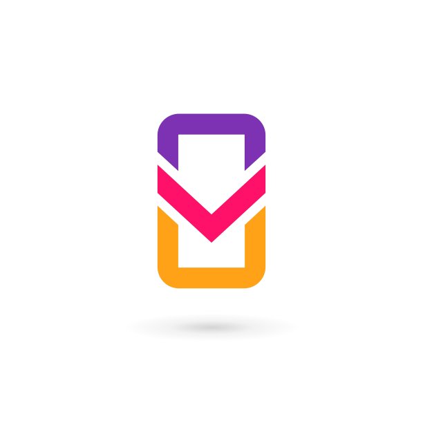 手机App字母V标志图标设计图片下载
