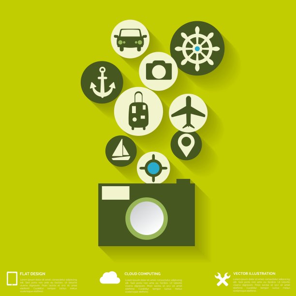 抽象的旅行背景与平面的网页图标图片下载