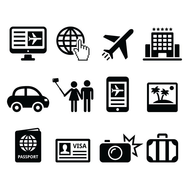 旅游和旅游预订假日图标集图片下载