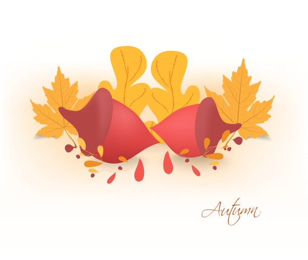 秋天的背景是橡子和树叶图片下载