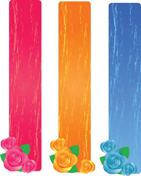 三个带玫瑰的垃圾横幅图片下载