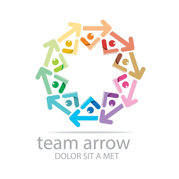 队箭头圆彩色符号图片下载