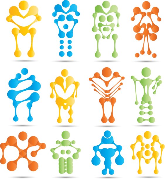 程式化的机器人和机器人图标集图片下载