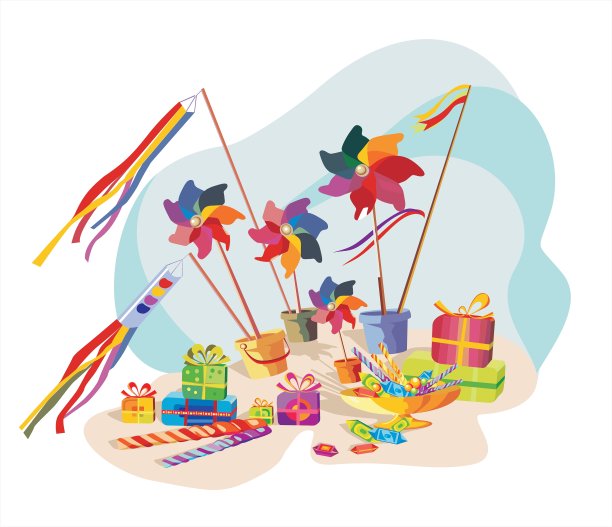 风车玩具，礼物和糖果图片下载