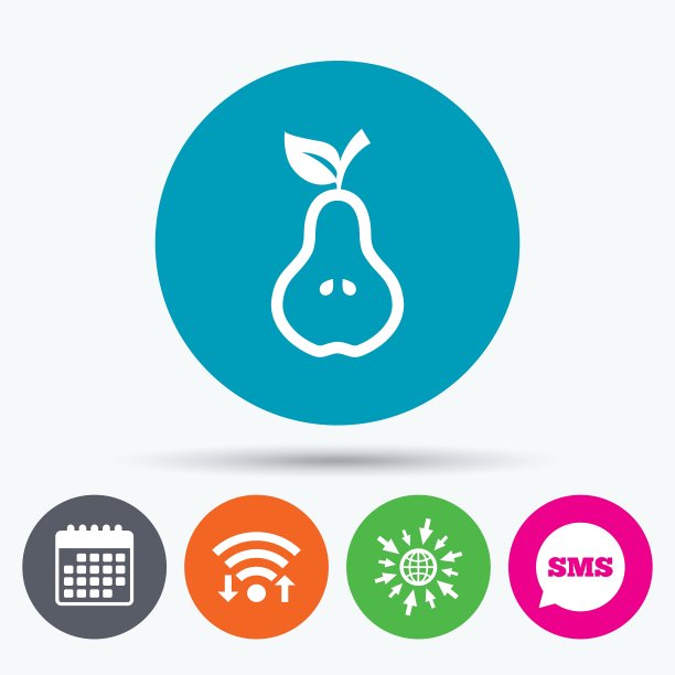 梨与叶标志图标水果标志图片下载