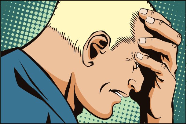 人们复古风格心烦意乱的人抓着自己的头图片下载