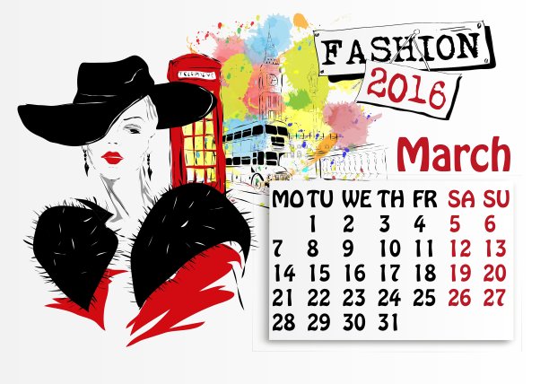 时尚女孩日历图片下载