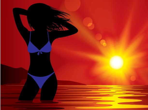 女孩在日落时分图片下载