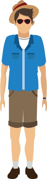 男游客与眼镜和帽子图标图片下载
