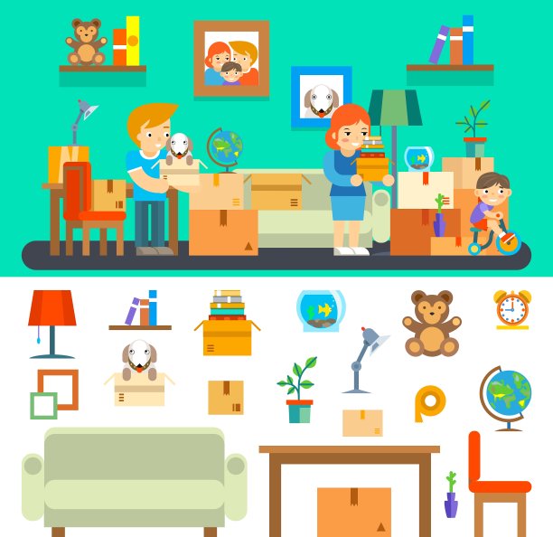 全家搬到新公寓换房图片下载