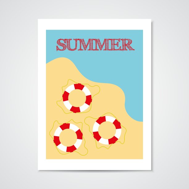 带救生圈的夏季海报图片下载