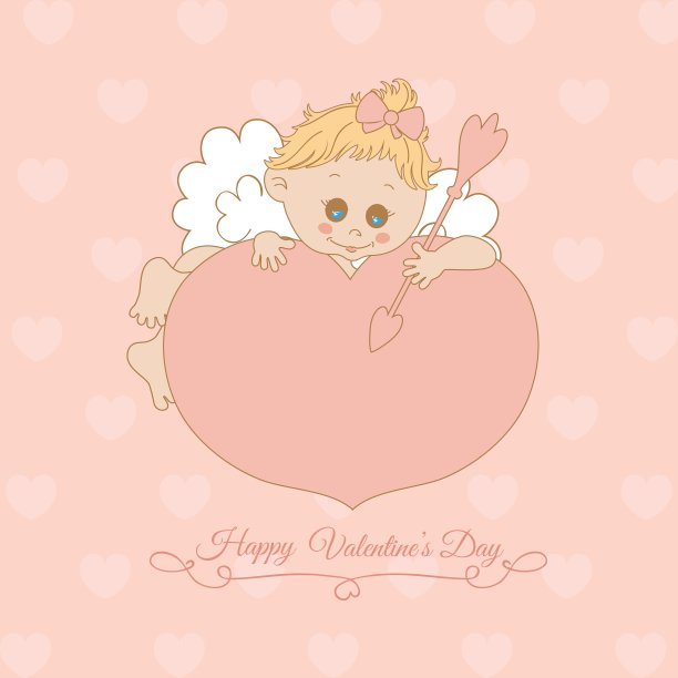 带有丘比特的情人节卡片图片下载