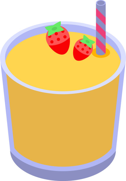 黄色冰沙图标等距风格图片下载