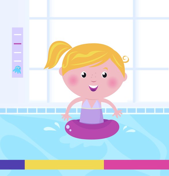 游泳池里的金发小孩图片下载